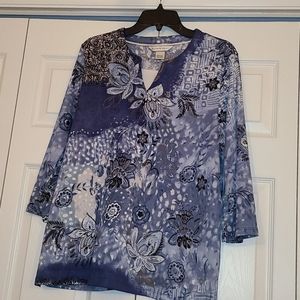 Allison Daley Blue and White Top XL